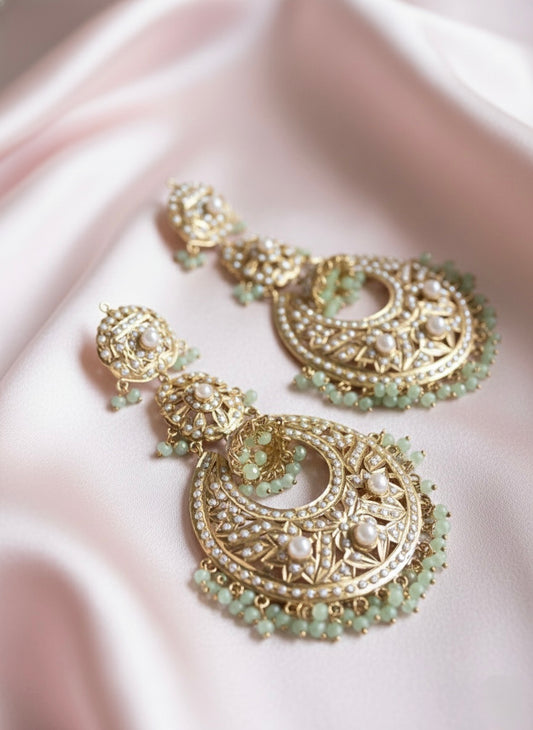 Golden Crescent Jhumka Chandeliers