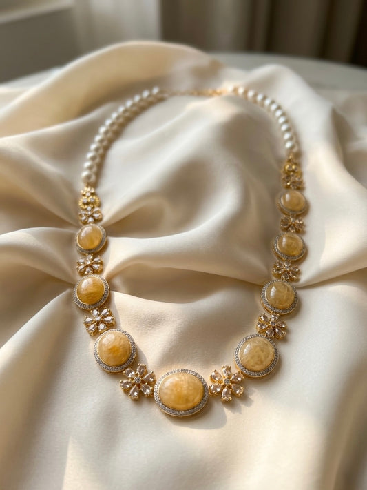 Aurelia Yellow Semi-Precious Stone Necklace & Earrings