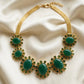 Zariya Emerald Cabochon Necklace & Earrings Set