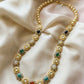 Navratan Pearl Necklace & Emerald Drop Earrings Set