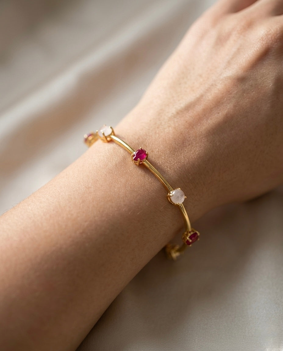 Navratan Minimalist Double-Line Bracelet