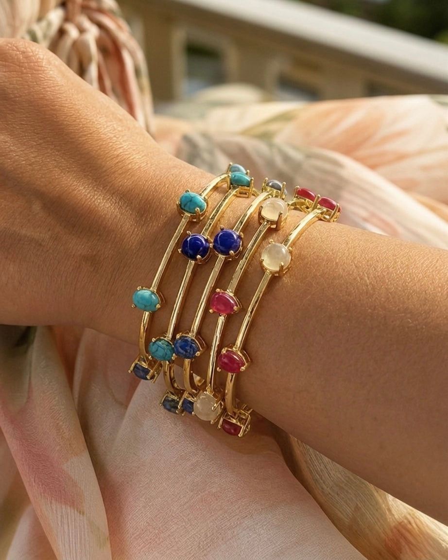 Navratan Minimalist Double-Line Bracelet