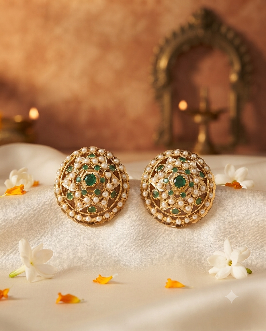 Heritage Jadau Pearl Studs
