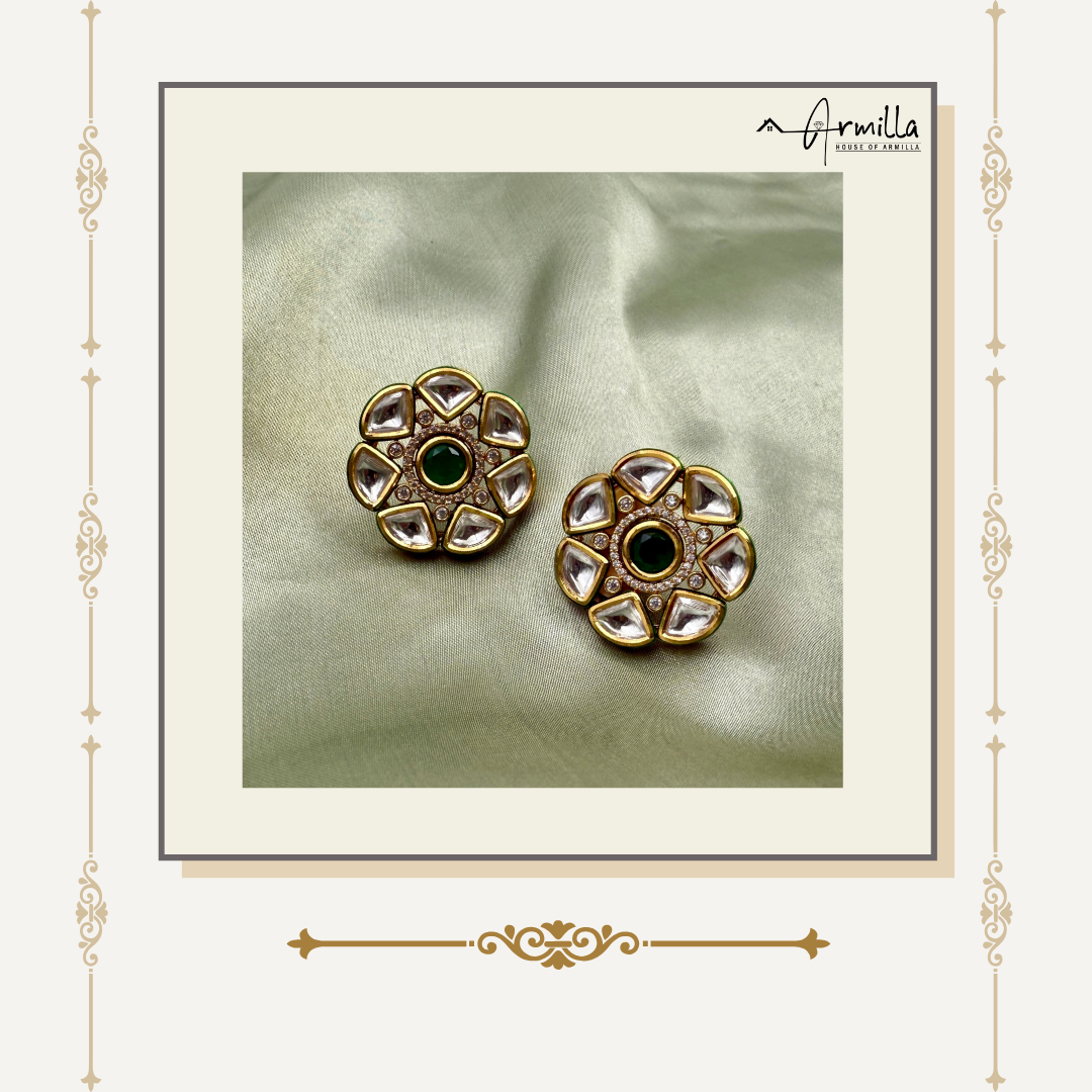 Royal Emerald Kundan Studs