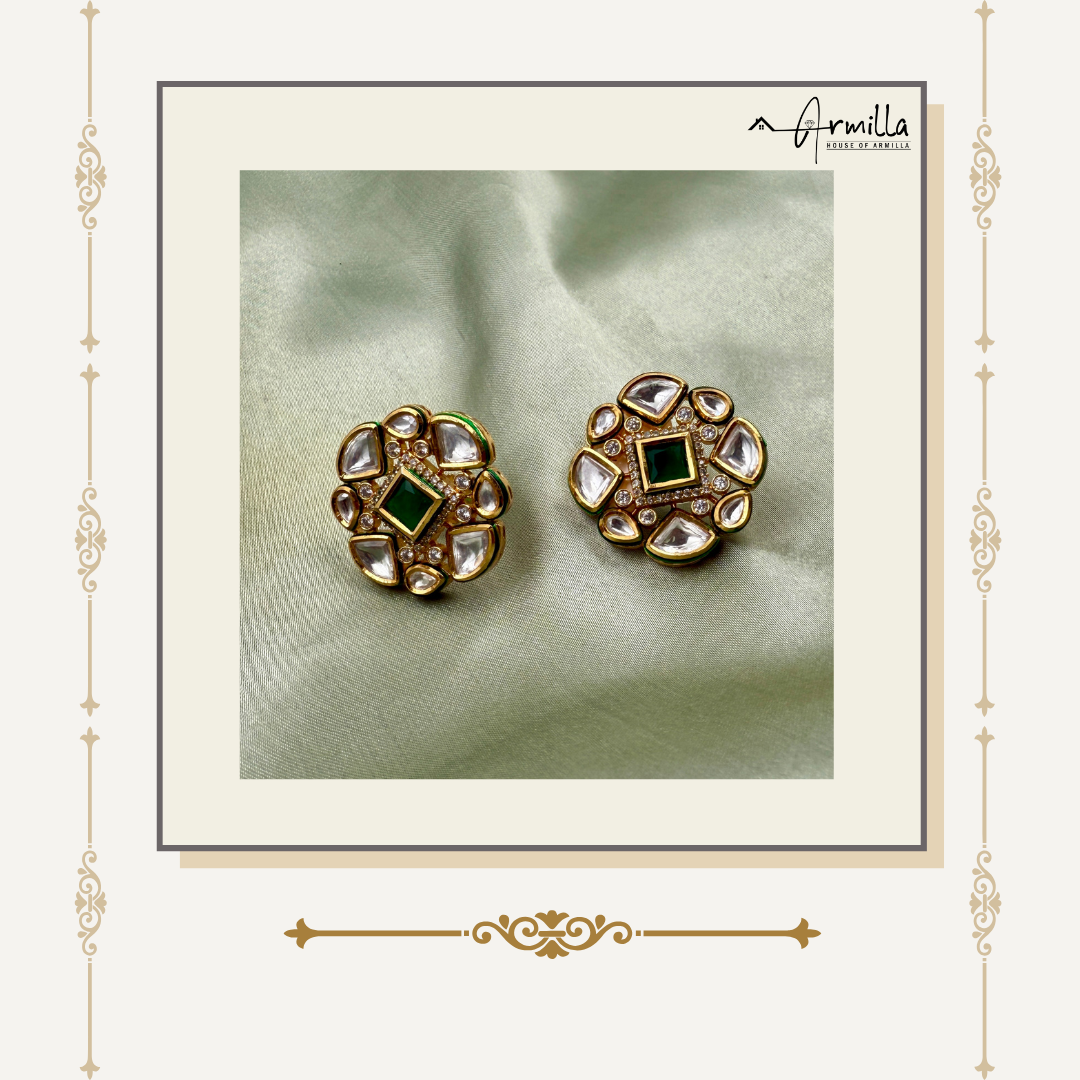 Royal Emerald Kundan Studs