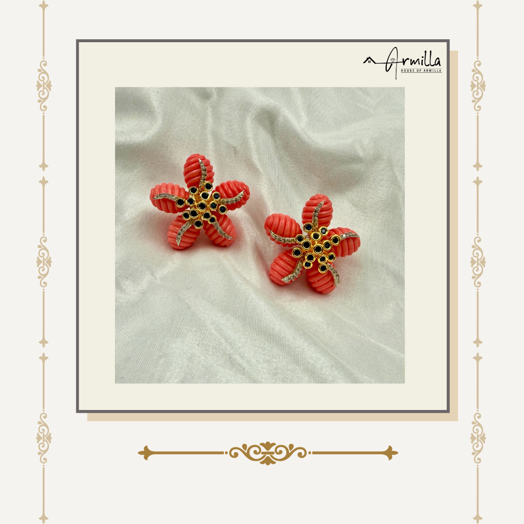 Vibrant Coral Starfish Earrings