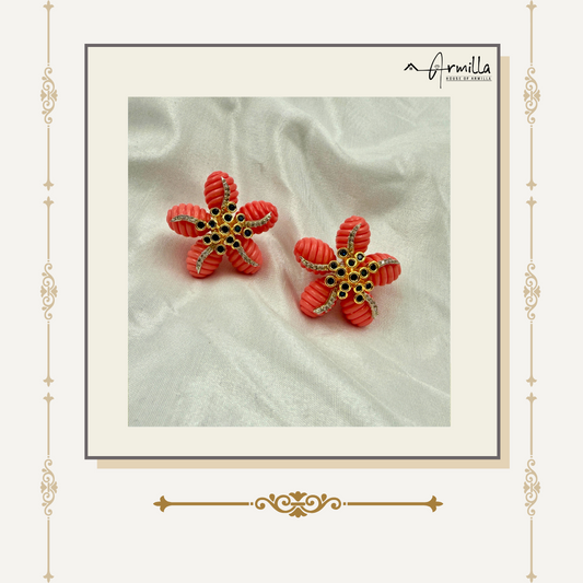 Vibrant Coral Starfish Earrings