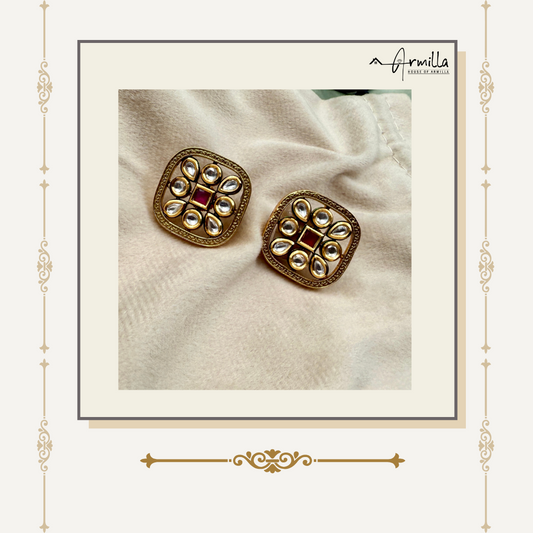 Regal Square Kundan Studs