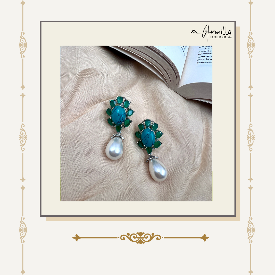 Royal Radiance Semi-Precious Stone & Pearl Drop Earrings