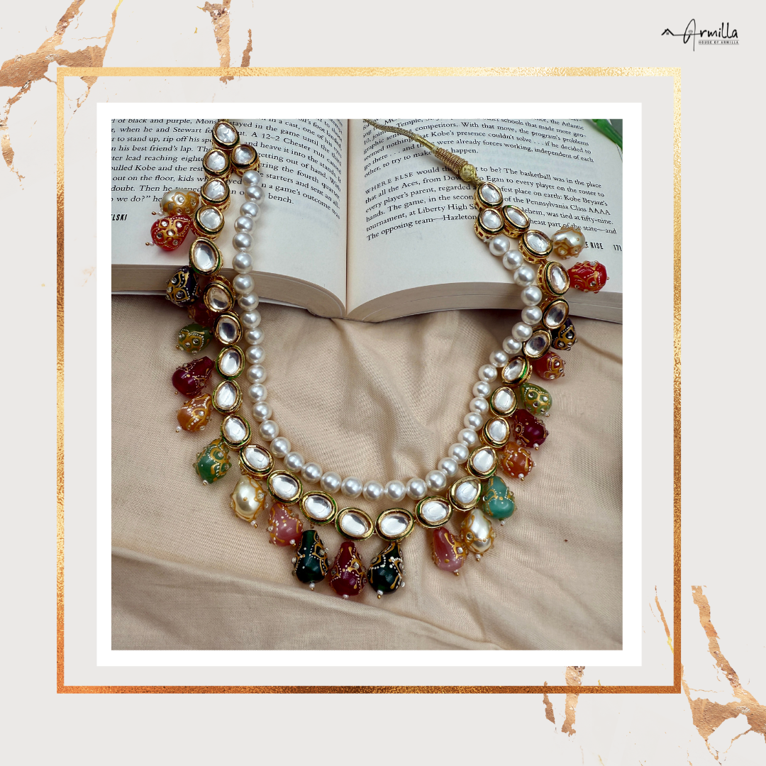 Tanjore-Inspired Kundan & Pearl Necklace