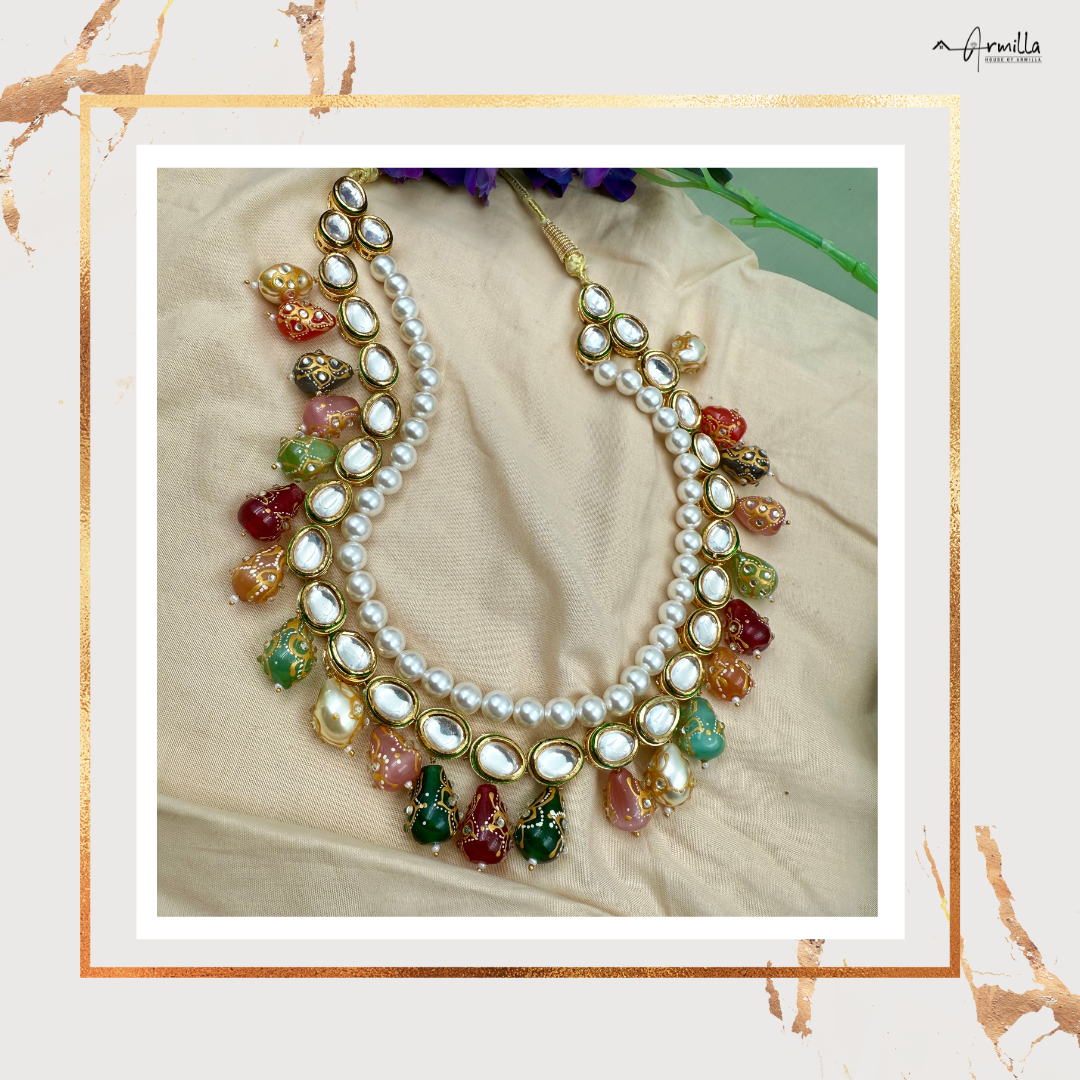 Tanjore-Inspired Kundan & Pearl Necklace