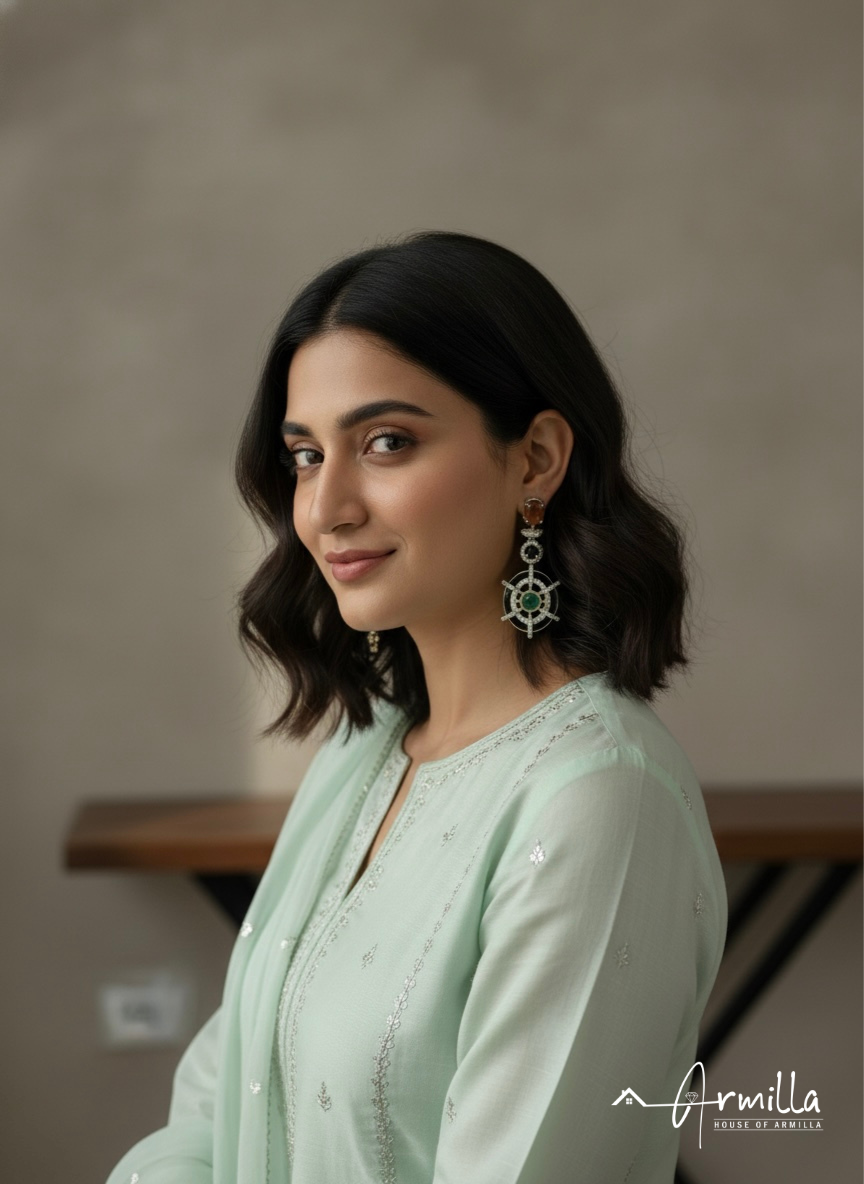 Regal Compass Emerald Earrings