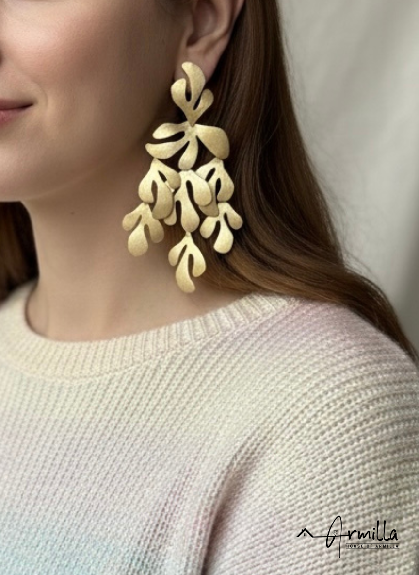 Whispers of Gold - Leaf Drop Earrings