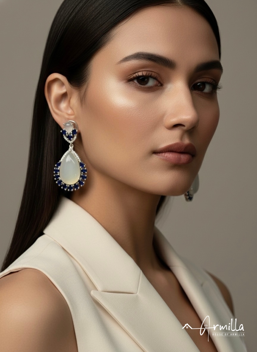 Moonlit Sapphire Teardrop Earrings