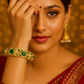 Emerald & Pearl Floral Heritage Jadau Style Bangle