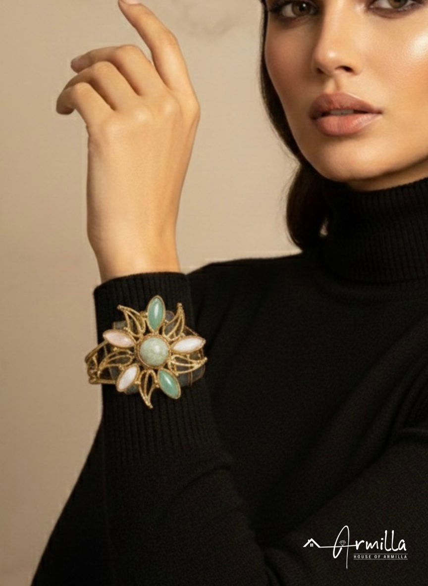 Opaline Garden Gold Cuff