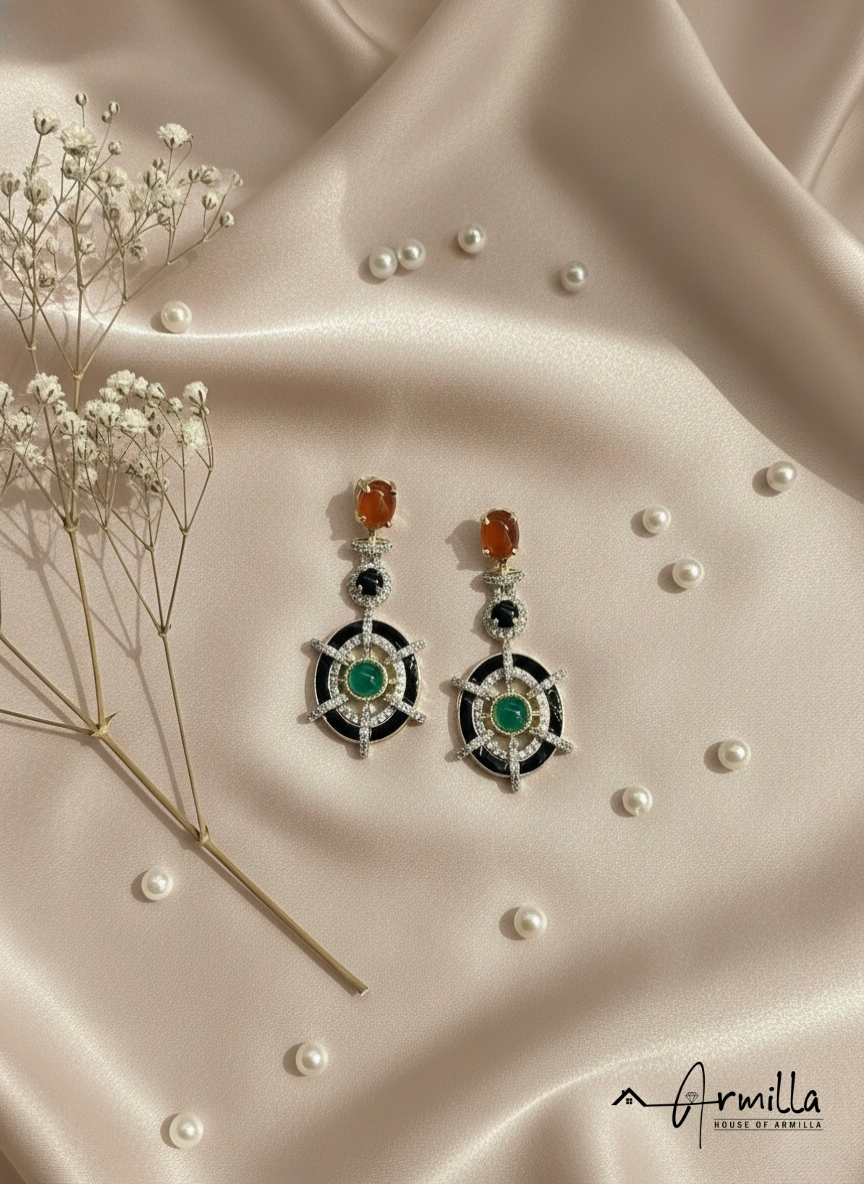 Regal Compass Emerald Earrings