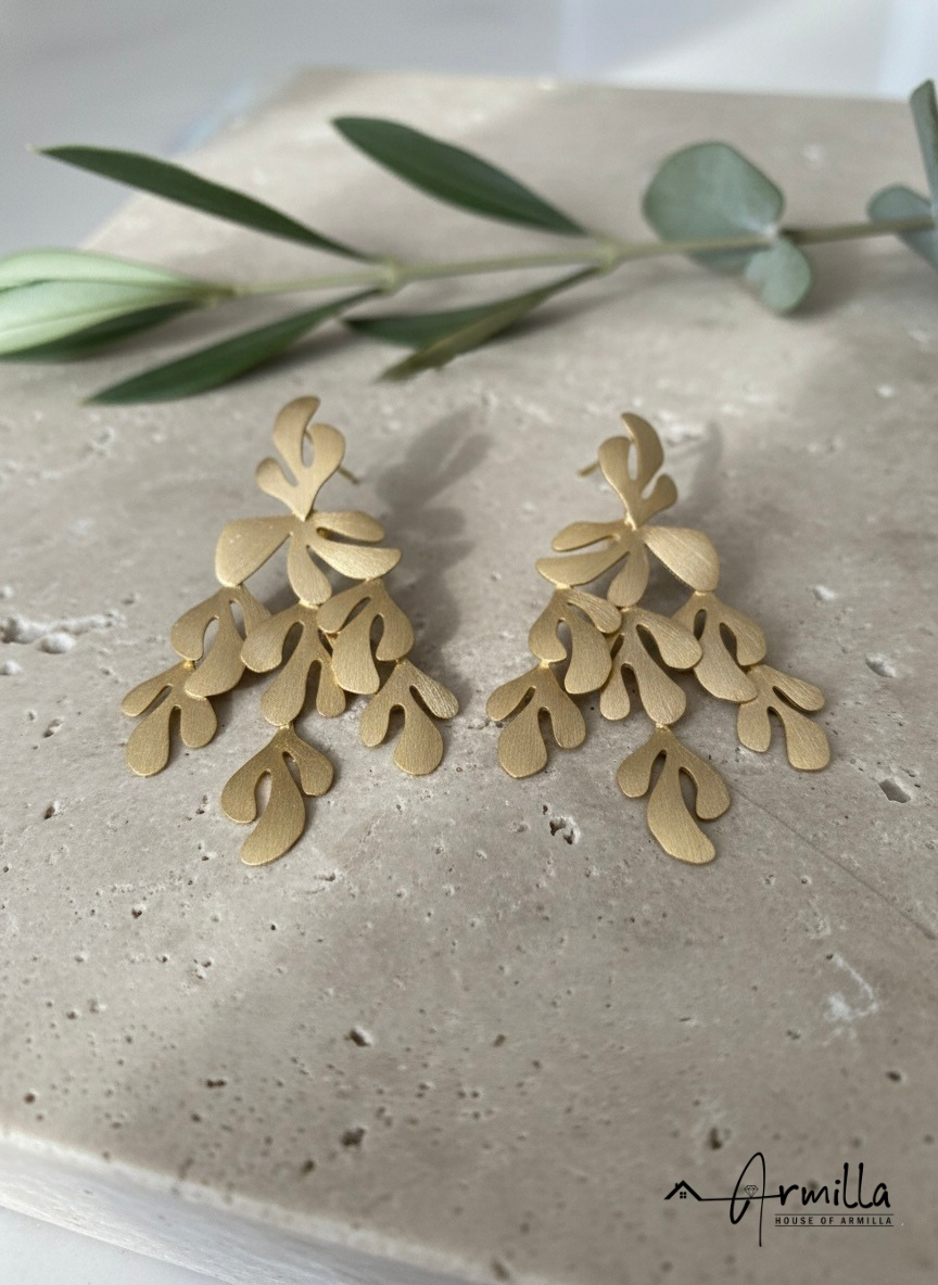 Whispers of Gold - Leaf Drop Earrings