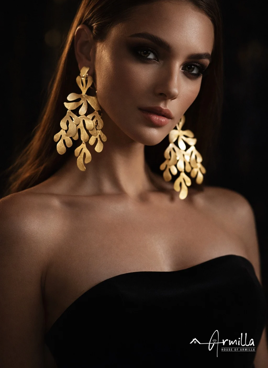 Whispers of Gold - Leaf Drop Earrings