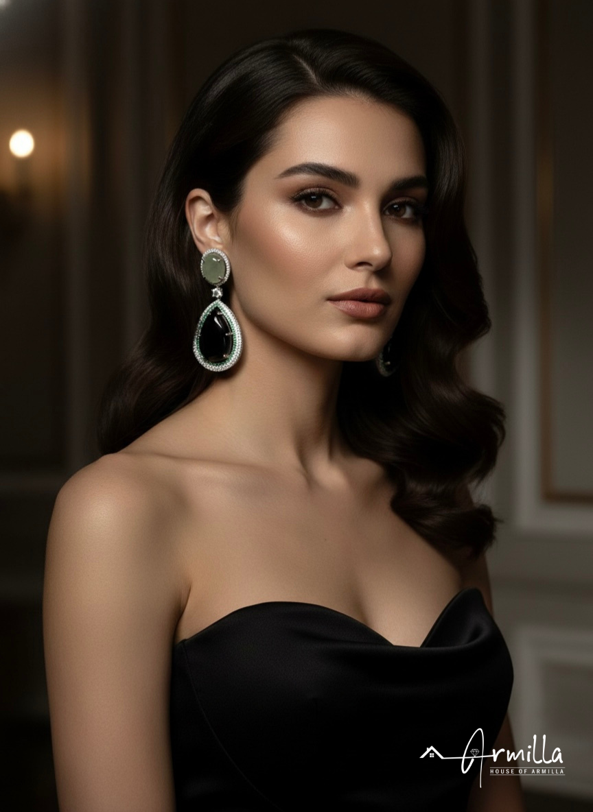 Emerald Noir Teardrop Earrings