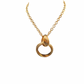 Bold Gold Link Chain Necklace with Sculptural Ring Pendant