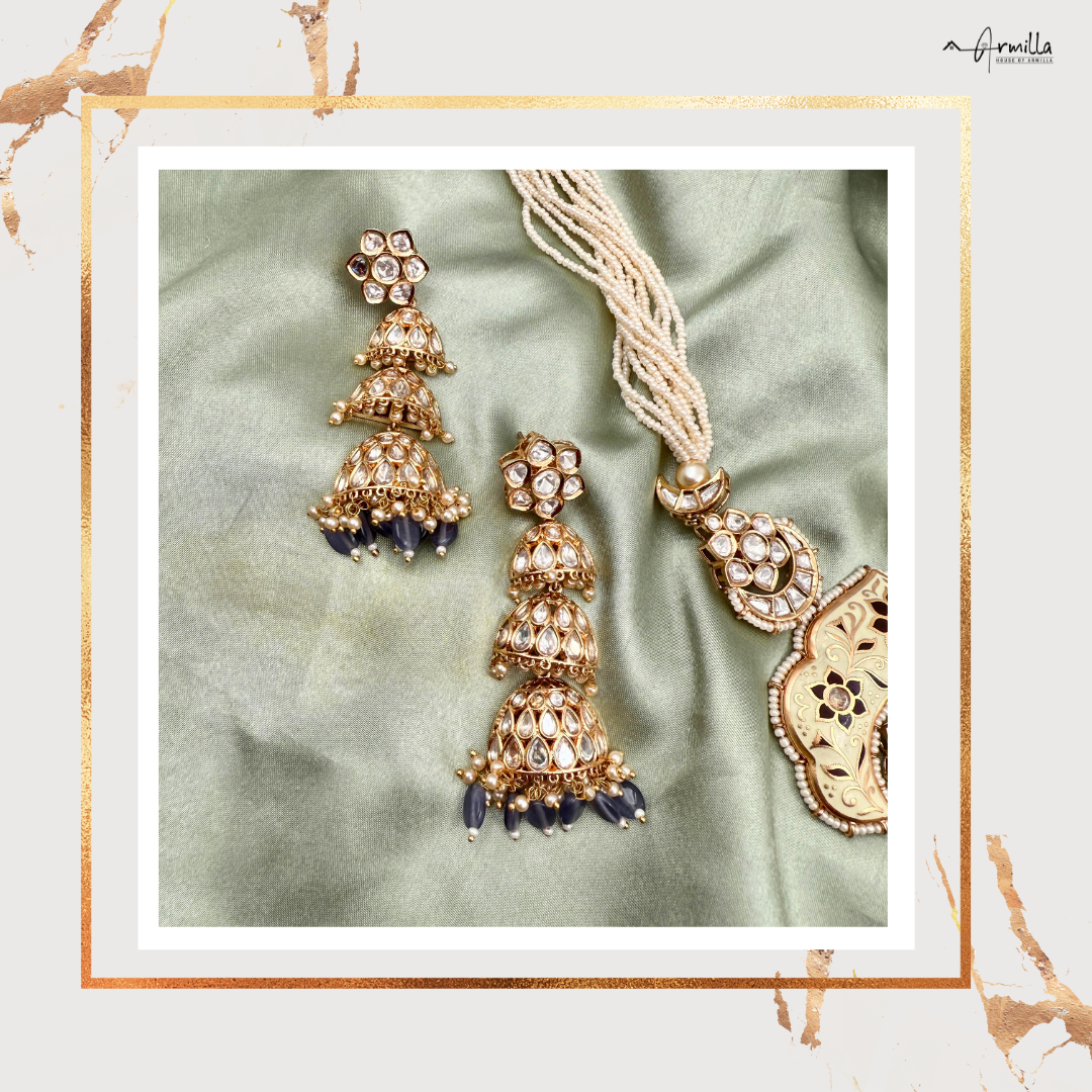 Ethereal Kundan Pearl Long Necklace Set – A Symphony of Grace