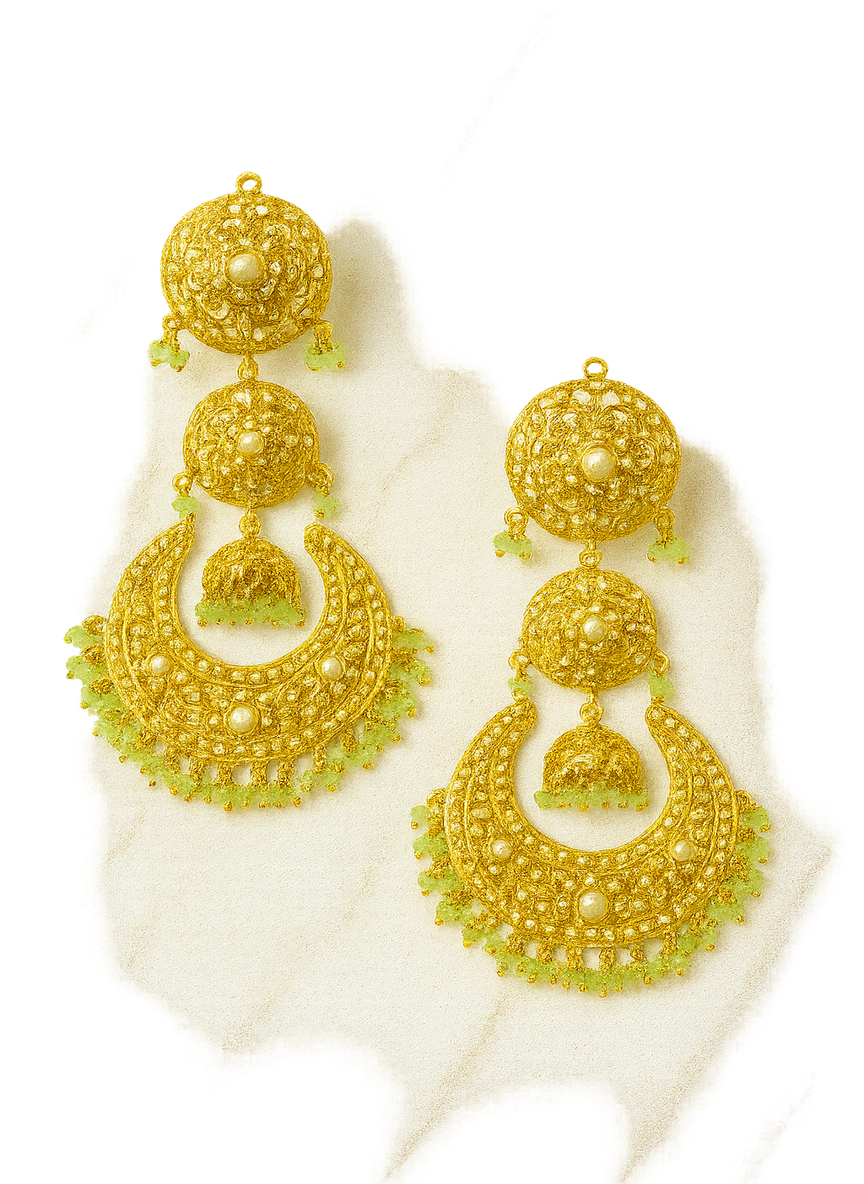 Golden Crescent Jhumka Chandeliers