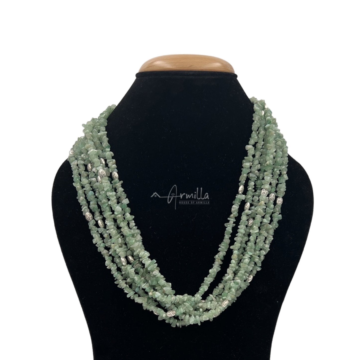 Multi Strand High Gloss Beaded Necklace with Earrings