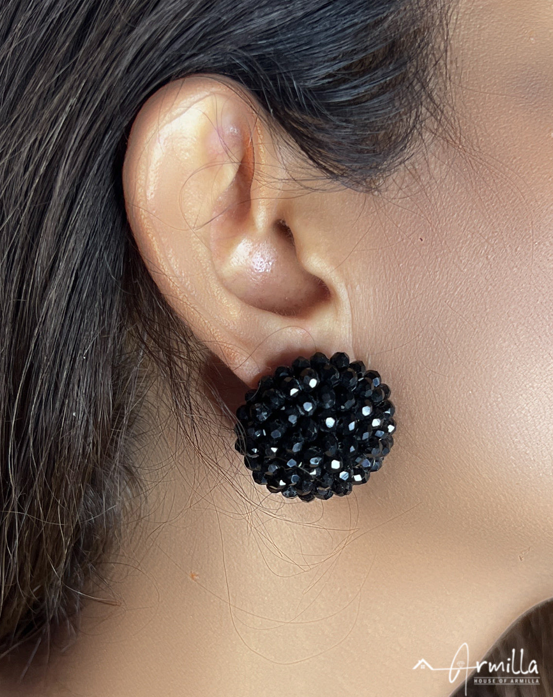 MoMuse | Black Crystal Slab Earrings by Merle O'Grady