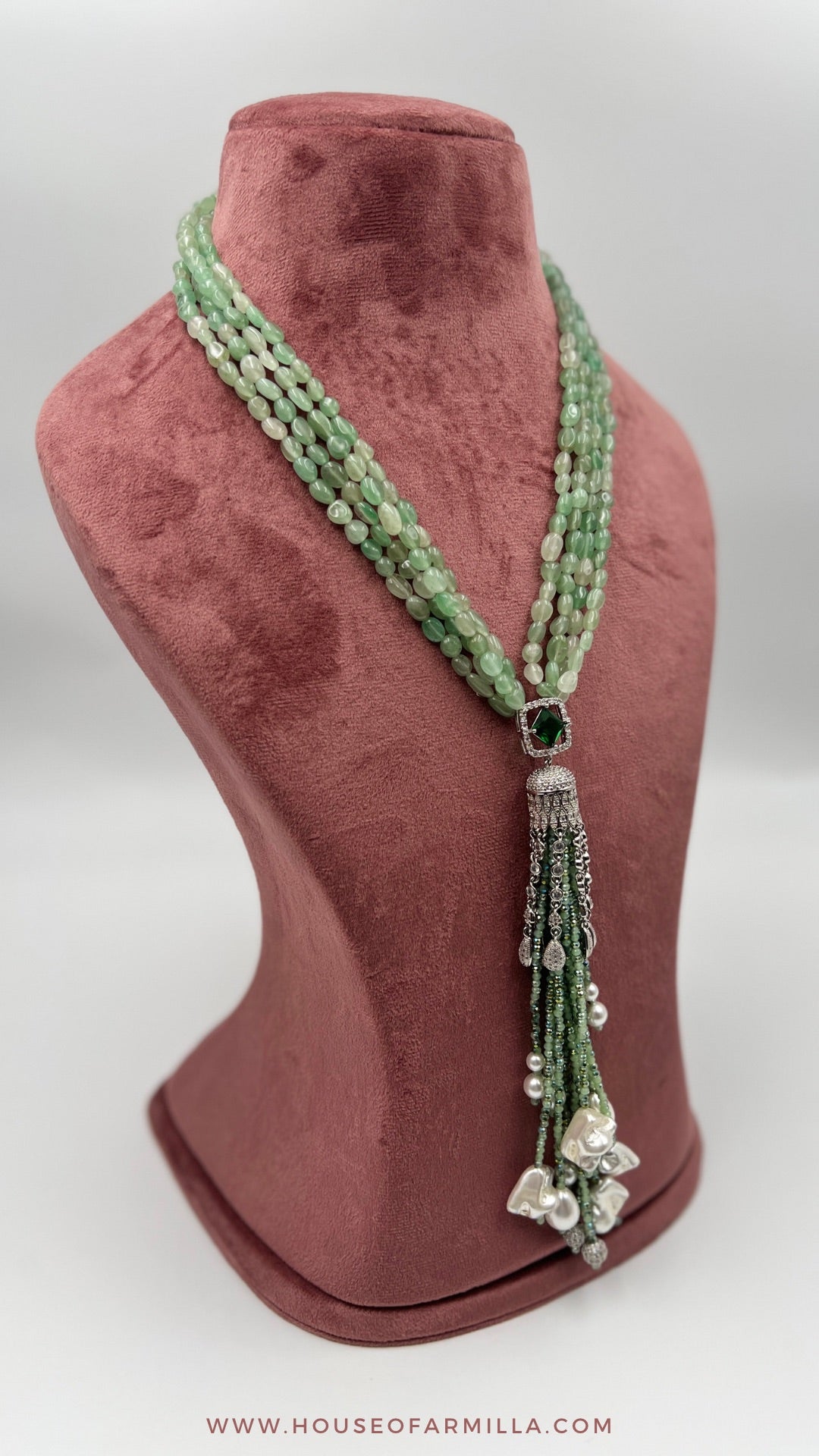 Indo Western Green Stone Necklace