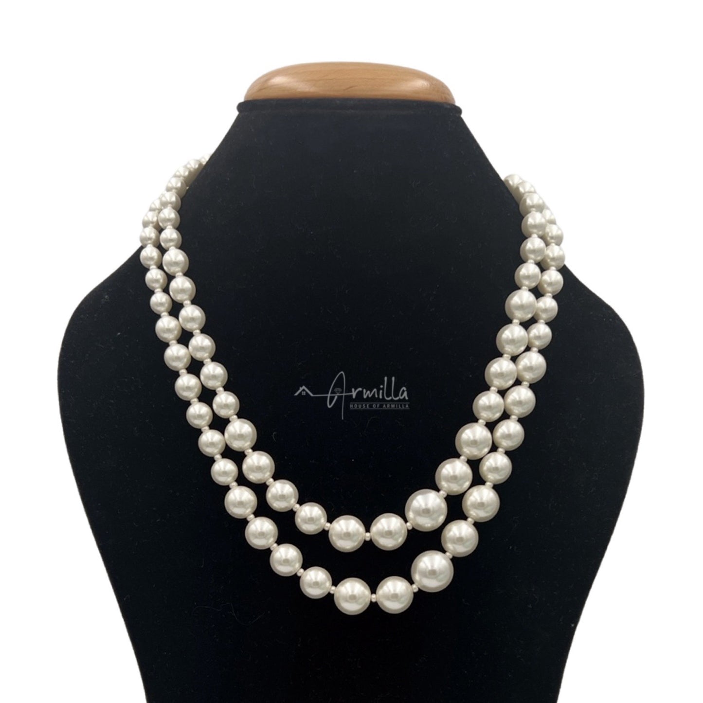 Chic Twin Layer White Pearl Necklace