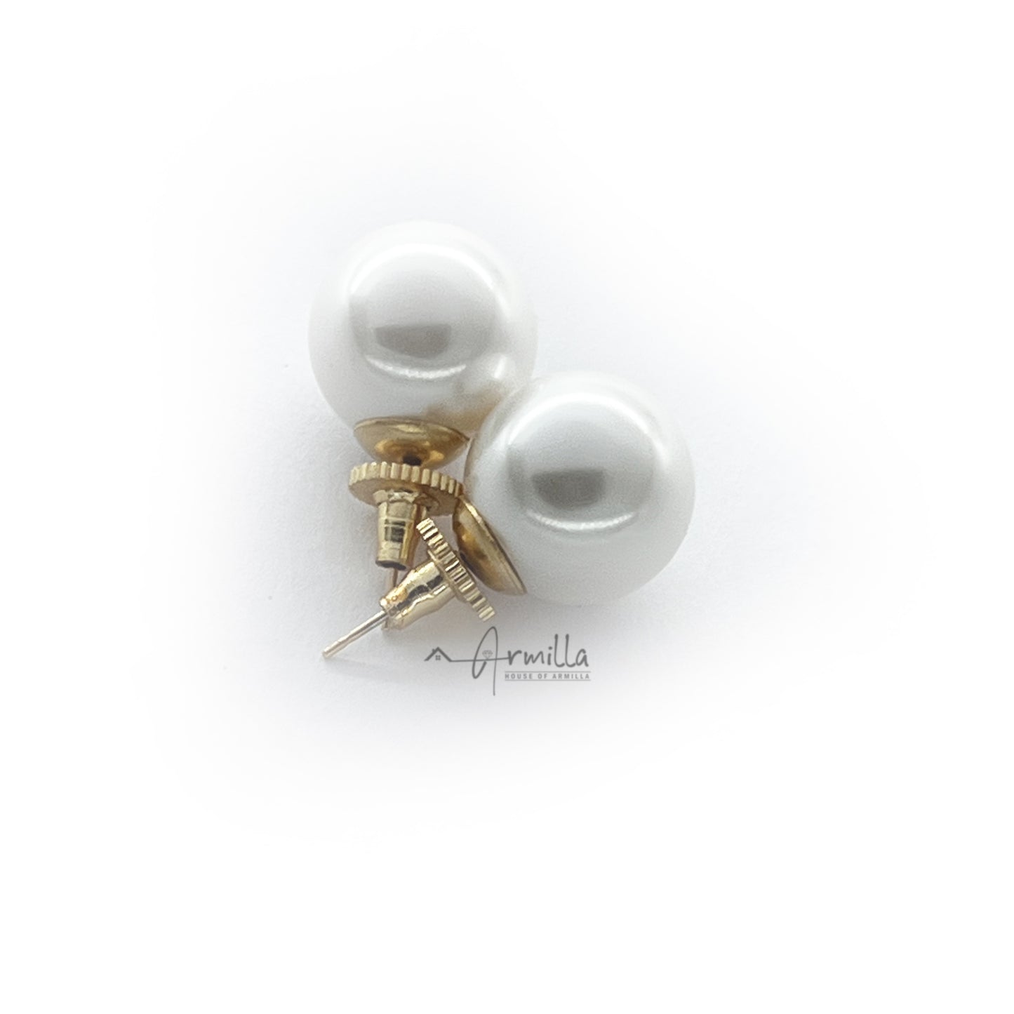 Pearl Stud Earrings, 18 mm pearls