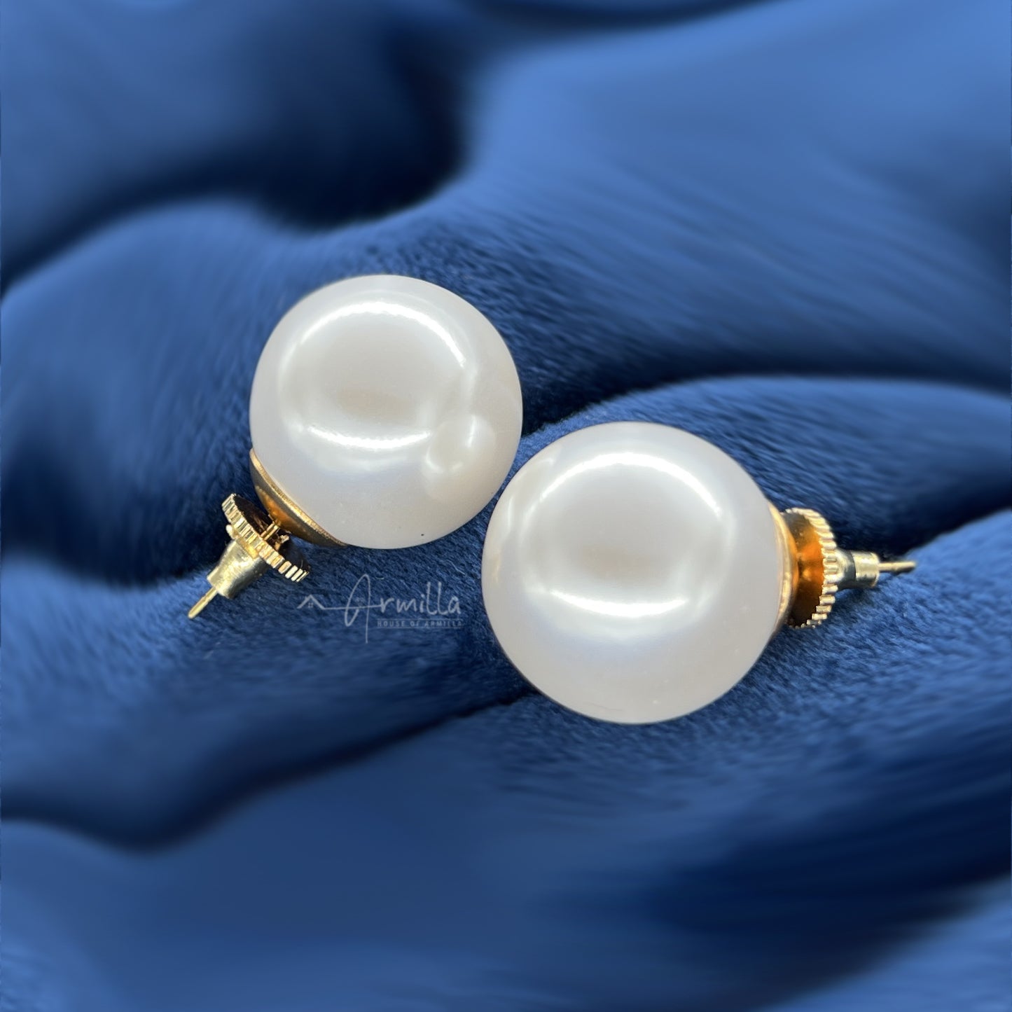 White Pearl Stud Earrings 20 mm sized pearls