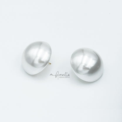 25 MM Half Pearl Stud Earrings