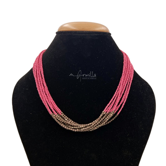 Vintage Pink Beaded Necklace
