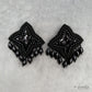 Black beads studded handcrafted single star design drop earrings
