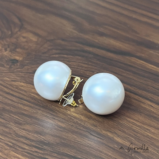 Oversized White Pearl Stud Earrings 25 mm