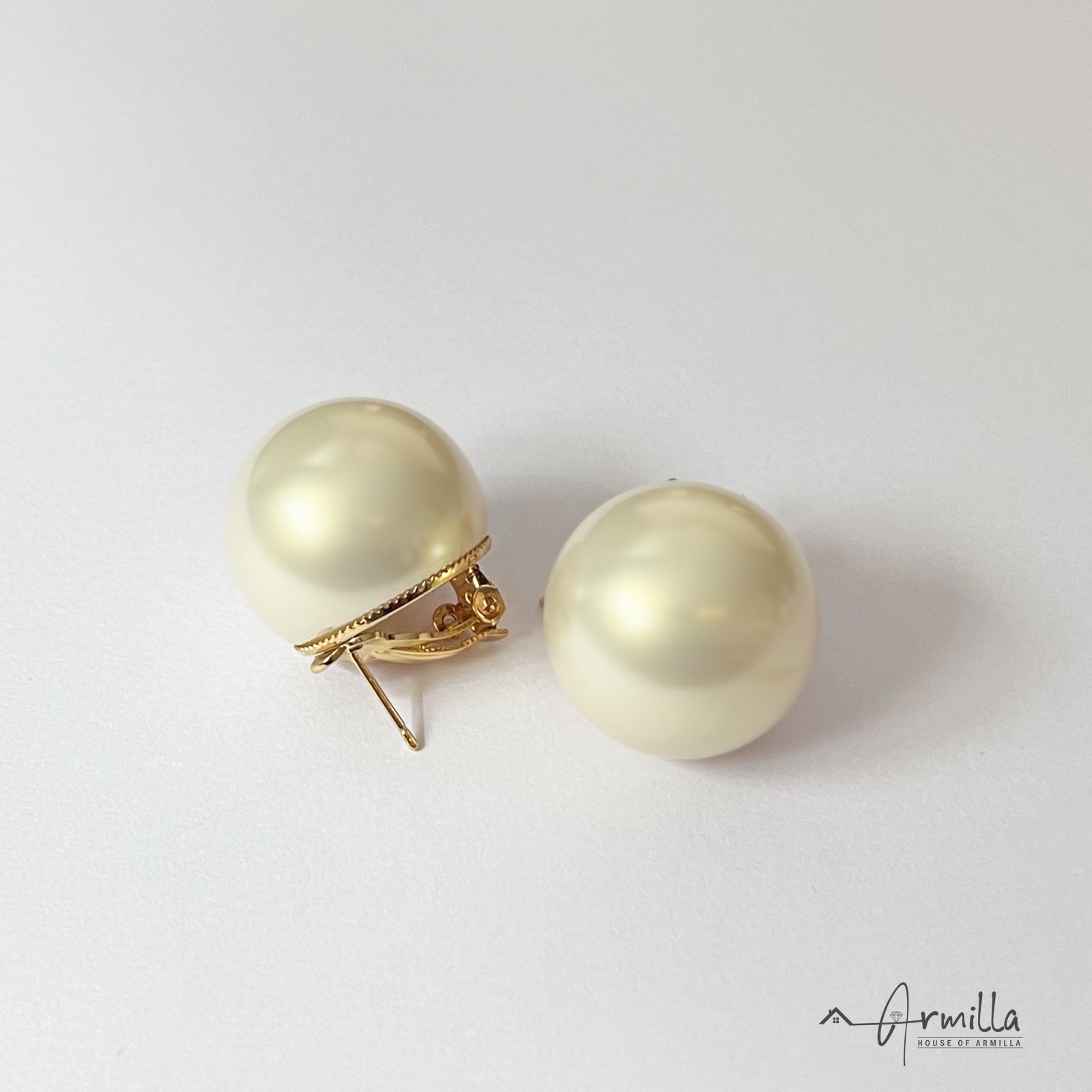 Oversized Cream Color Pearl Stud Earrings 25 mm  House of Armilla