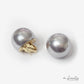 Oversized Pearl Stud Earrings 25 mm Dark Grey