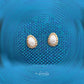 Gold Frame Pearl Stud Earrings